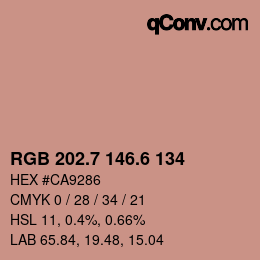 カラーコード: RGB 202.7 146.6 134 | qconv.com