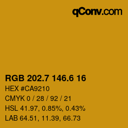 カラーコード: RGB 202.7 146.6 16 | qconv.com