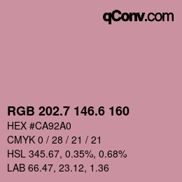 カラーコード: RGB 202.7 146.6 160 | qconv.com