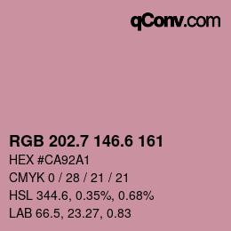 カラーコード: RGB 202.7 146.6 161 | qconv.com
