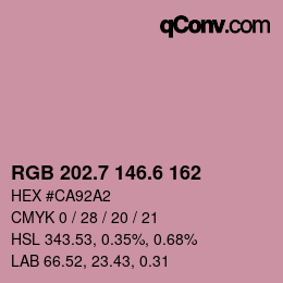 カラーコード: RGB 202.7 146.6 162 | qconv.com