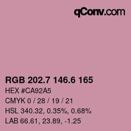カラーコード: RGB 202.7 146.6 165 | qconv.com