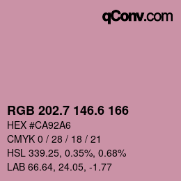 カラーコード: RGB 202.7 146.6 166 | qconv.com