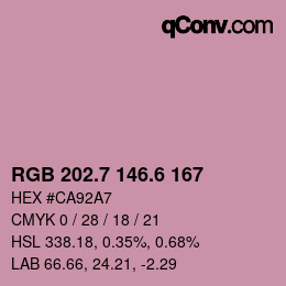 カラーコード: RGB 202.7 146.6 167 | qconv.com