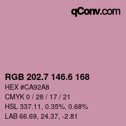カラーコード: RGB 202.7 146.6 168 | qconv.com