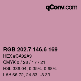 カラーコード: RGB 202.7 146.6 169 | qconv.com