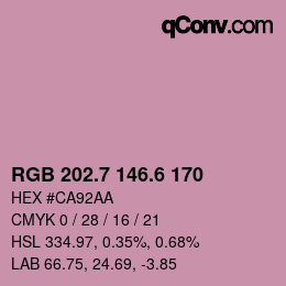 カラーコード: RGB 202.7 146.6 170 | qconv.com