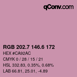 カラーコード: RGB 202.7 146.6 172 | qconv.com