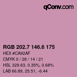カラーコード: RGB 202.7 146.6 175 | qconv.com