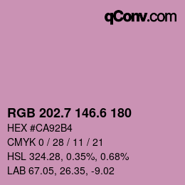 カラーコード: RGB 202.7 146.6 180 | qconv.com