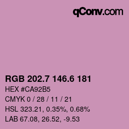 カラーコード: RGB 202.7 146.6 181 | qconv.com
