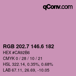 カラーコード: RGB 202.7 146.6 182 | qconv.com