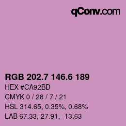 カラーコード: RGB 202.7 146.6 189 | qconv.com