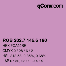 カラーコード: RGB 202.7 146.6 190 | qconv.com