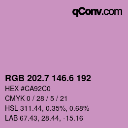 カラーコード: RGB 202.7 146.6 192 | qconv.com