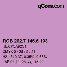 カラーコード: RGB 202.7 146.6 193 | qconv.com