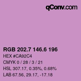 カラーコード: RGB 202.7 146.6 196 | qconv.com