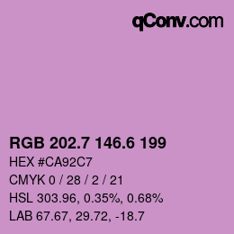 カラーコード: RGB 202.7 146.6 199 | qconv.com