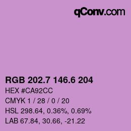 カラーコード: RGB 202.7 146.6 204 | qconv.com