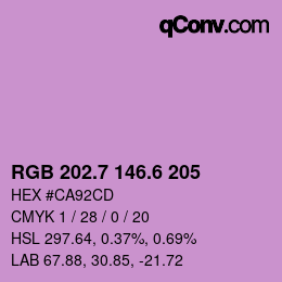 カラーコード: RGB 202.7 146.6 205 | qconv.com