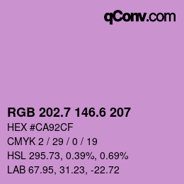 カラーコード: RGB 202.7 146.6 207 | qconv.com
