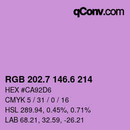 カラーコード: RGB 202.7 146.6 214 | qconv.com