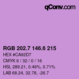 カラーコード: RGB 202.7 146.6 215 | qconv.com