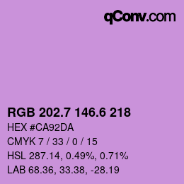 カラーコード: RGB 202.7 146.6 218 | qconv.com