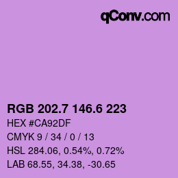 カラーコード: RGB 202.7 146.6 223 | qconv.com