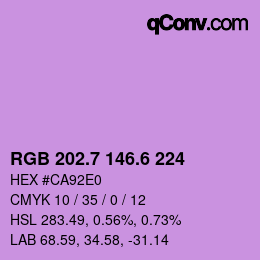 カラーコード: RGB 202.7 146.6 224 | qconv.com