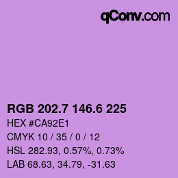 カラーコード: RGB 202.7 146.6 225 | qconv.com