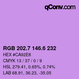 カラーコード: RGB 202.7 146.6 232 | qconv.com