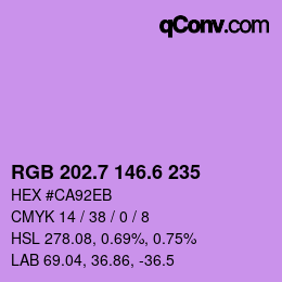 カラーコード: RGB 202.7 146.6 235 | qconv.com
