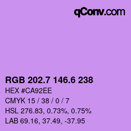 カラーコード: RGB 202.7 146.6 238 | qconv.com