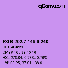カラーコード: RGB 202.7 146.6 240 | qconv.com