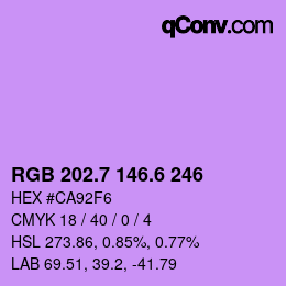 カラーコード: RGB 202.7 146.6 246 | qconv.com