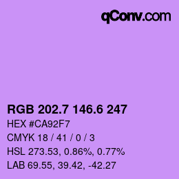 カラーコード: RGB 202.7 146.6 247 | qconv.com