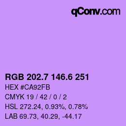 カラーコード: RGB 202.7 146.6 251 | qconv.com