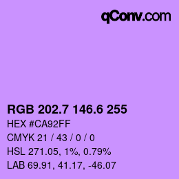 カラーコード: RGB 202.7 146.6 255 | qconv.com