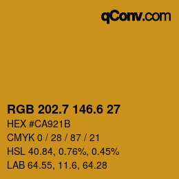 カラーコード: RGB 202.7 146.6 27 | qconv.com
