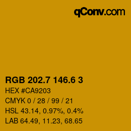 カラーコード: RGB 202.7 146.6 3 | qconv.com