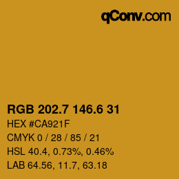 カラーコード: RGB 202.7 146.6 31 | qconv.com