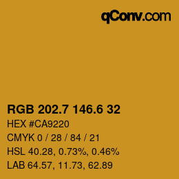 カラーコード: RGB 202.7 146.6 32 | qconv.com