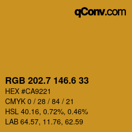 カラーコード: RGB 202.7 146.6 33 | qconv.com