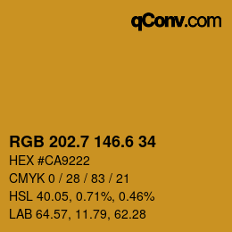カラーコード: RGB 202.7 146.6 34 | qconv.com