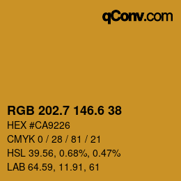 カラーコード: RGB 202.7 146.6 38 | qconv.com