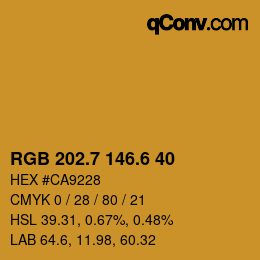 カラーコード: RGB 202.7 146.6 40 | qconv.com