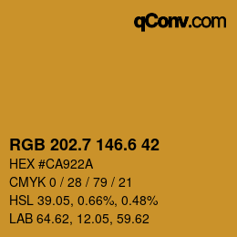 カラーコード: RGB 202.7 146.6 42 | qconv.com
