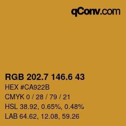 カラーコード: RGB 202.7 146.6 43 | qconv.com
