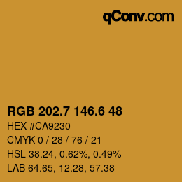 カラーコード: RGB 202.7 146.6 48 | qconv.com